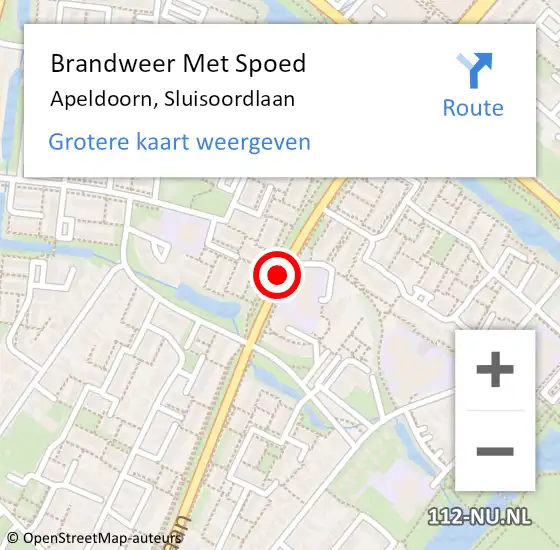 Locatie op kaart van de 112 melding: Brandweer Met Spoed Naar Apeldoorn, Sluisoordlaan op 6 juli 2018 20:35