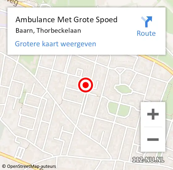 Locatie op kaart van de 112 melding: Ambulance Met Grote Spoed Naar Baarn, Thorbeckelaan op 24 september 2013 06:37