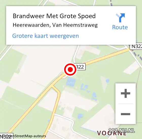 Locatie op kaart van de 112 melding: Brandweer Met Grote Spoed Naar Heerewaarden, Van Heemstraweg op 6 juli 2018 21:23