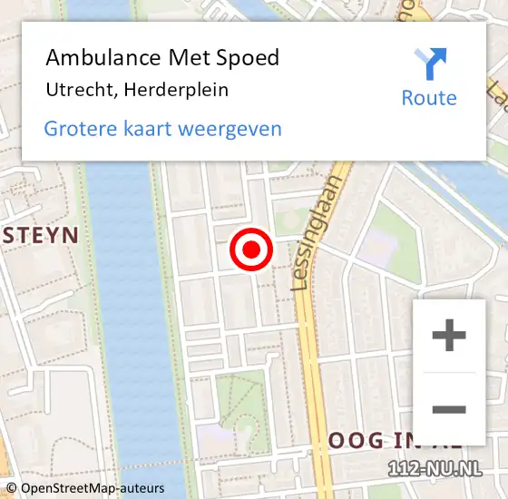 Locatie op kaart van de 112 melding: Ambulance Met Spoed Naar Utrecht, Herderplein op 6 juli 2018 21:27