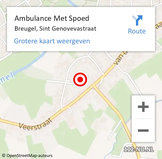 Locatie op kaart van de 112 melding: Ambulance Met Spoed Naar Breugel, Sint Genovevastraat op 6 juli 2018 21:59