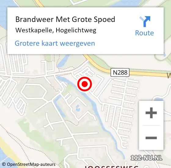 Locatie op kaart van de 112 melding: Brandweer Met Grote Spoed Naar Westkapelle, Hogelichtweg op 6 juli 2018 22:09