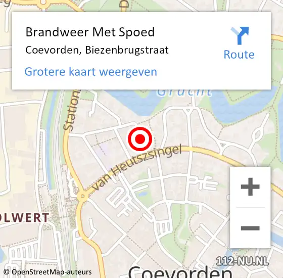 Locatie op kaart van de 112 melding: Brandweer Met Spoed Naar Coevorden, Biezenbrugstraat op 6 juli 2018 22:40