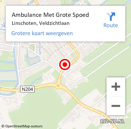 Locatie op kaart van de 112 melding: Ambulance Met Grote Spoed Naar Linschoten, Veldzichtlaan op 6 juli 2018 22:40