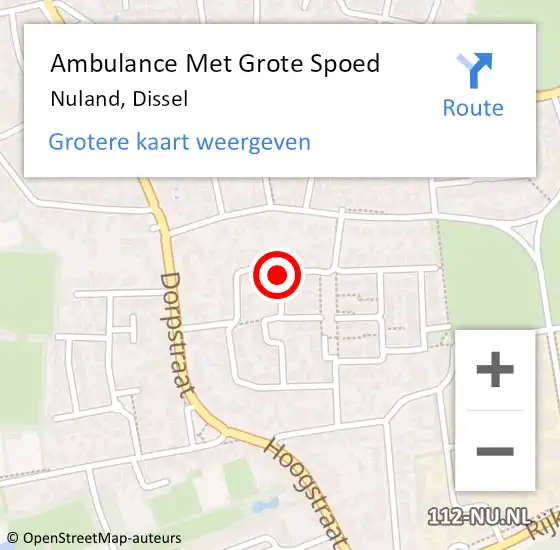 Locatie op kaart van de 112 melding: Ambulance Met Grote Spoed Naar Nuland, Dissel op 6 juli 2018 22:46