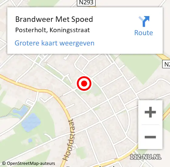 Locatie op kaart van de 112 melding: Brandweer Met Spoed Naar Posterholt, Koningsstraat op 6 juli 2018 23:01