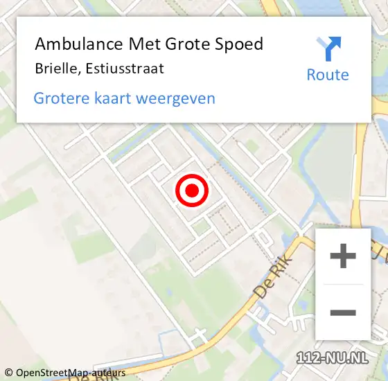 Locatie op kaart van de 112 melding: Ambulance Met Grote Spoed Naar Brielle, Estiusstraat op 6 juli 2018 23:11