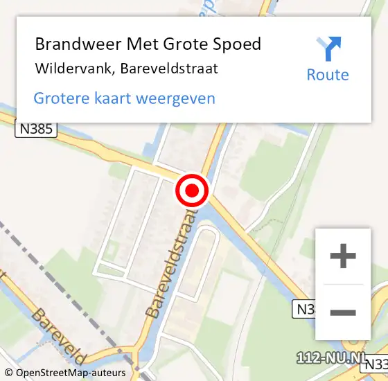 Locatie op kaart van de 112 melding: Brandweer Met Grote Spoed Naar Wildervank, Bareveldstraat op 6 juli 2018 23:15