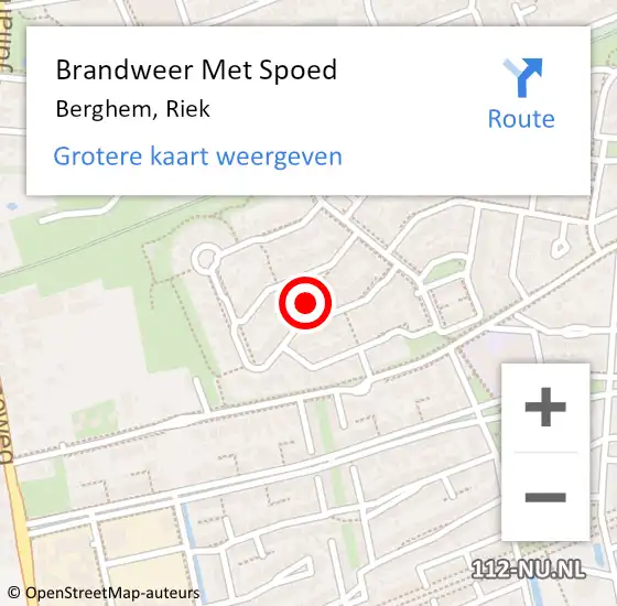 Locatie op kaart van de 112 melding: Brandweer Met Spoed Naar Berghem, Riek op 7 juli 2018 00:25