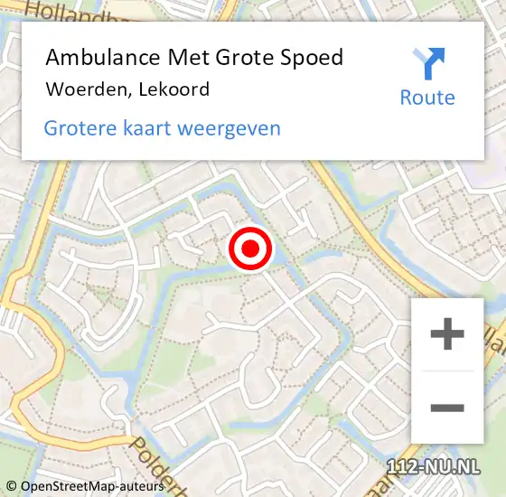 Locatie op kaart van de 112 melding: Ambulance Met Grote Spoed Naar Woerden, Lekoord op 7 juli 2018 00:38