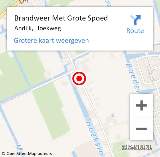 Locatie op kaart van de 112 melding: Brandweer Met Grote Spoed Naar Andijk, Hoekweg op 7 juli 2018 00:50