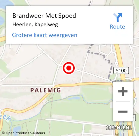 Locatie op kaart van de 112 melding: Brandweer Met Spoed Naar Heerlen, Kapelweg op 7 juli 2018 01:08