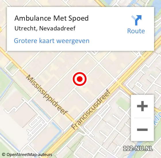 Locatie op kaart van de 112 melding: Ambulance Met Spoed Naar Utrecht, Nevadadreef op 7 juli 2018 01:33