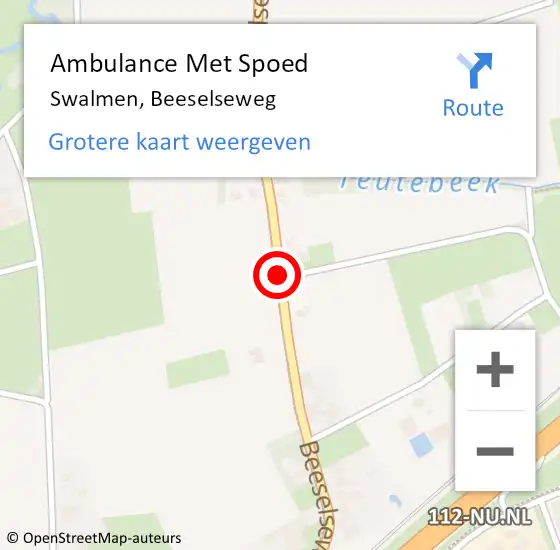 Locatie op kaart van de 112 melding: Ambulance Met Spoed Naar Swalmen, Beeselseweg op 7 juli 2018 02:24