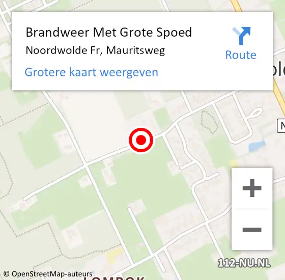 Locatie op kaart van de 112 melding: Brandweer Met Grote Spoed Naar Noordwolde Fr, Mauritsweg op 7 juli 2018 03:12