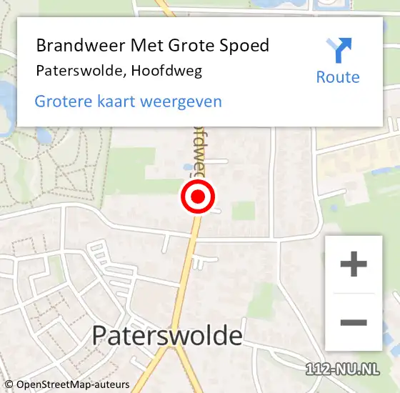 Locatie op kaart van de 112 melding: Brandweer Met Grote Spoed Naar Paterswolde, Hoofdweg op 7 juli 2018 04:28