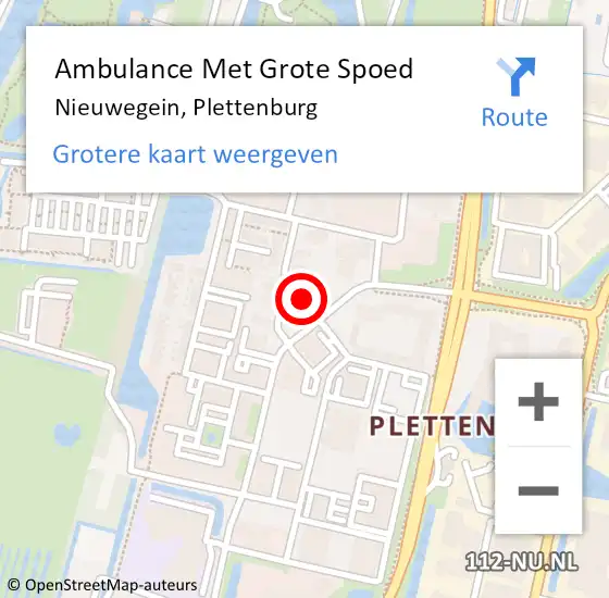 Locatie op kaart van de 112 melding: Ambulance Met Grote Spoed Naar Nieuwegein, Plettenburg op 7 juli 2018 06:02