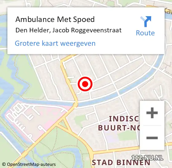 Locatie op kaart van de 112 melding: Ambulance Met Spoed Naar Den Helder, Jacob Roggeveenstraat op 7 juli 2018 07:09