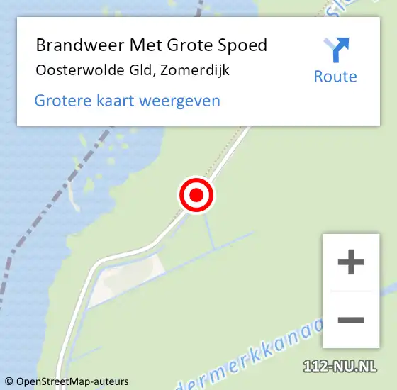 Locatie op kaart van de 112 melding: Brandweer Met Grote Spoed Naar Oosterwolde Gld, Zomerdijk op 7 juli 2018 07:35