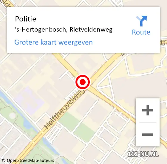 Locatie op kaart van de 112 melding: Politie 's-Hertogenbosch, Rietveldenweg op 7 juli 2018 09:04