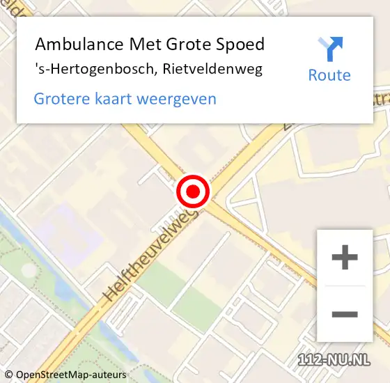 Locatie op kaart van de 112 melding: Ambulance Met Grote Spoed Naar 's-Hertogenbosch, Rietveldenweg op 7 juli 2018 09:04