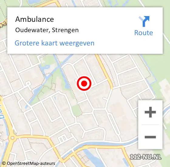 Locatie op kaart van de 112 melding: Ambulance Oudewater, Strengen op 7 juli 2018 09:09