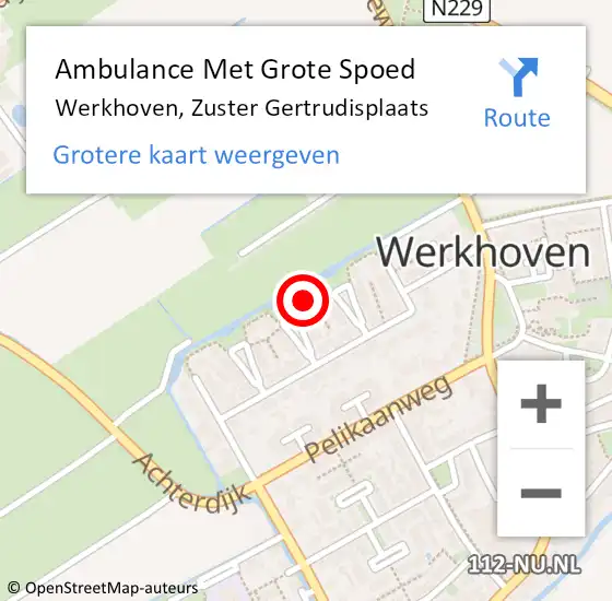 Locatie op kaart van de 112 melding: Ambulance Met Grote Spoed Naar Werkhoven, Zuster Gertrudisplaats op 7 juli 2018 09:21