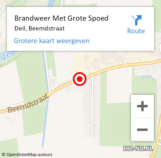 Locatie op kaart van de 112 melding: Brandweer Met Grote Spoed Naar Deil, Beemdstraat op 7 juli 2018 09:31