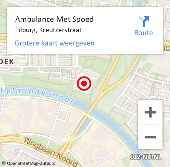 Locatie op kaart van de 112 melding: Ambulance Met Spoed Naar Tilburg, Kreutzerstraat op 7 juli 2018 10:19