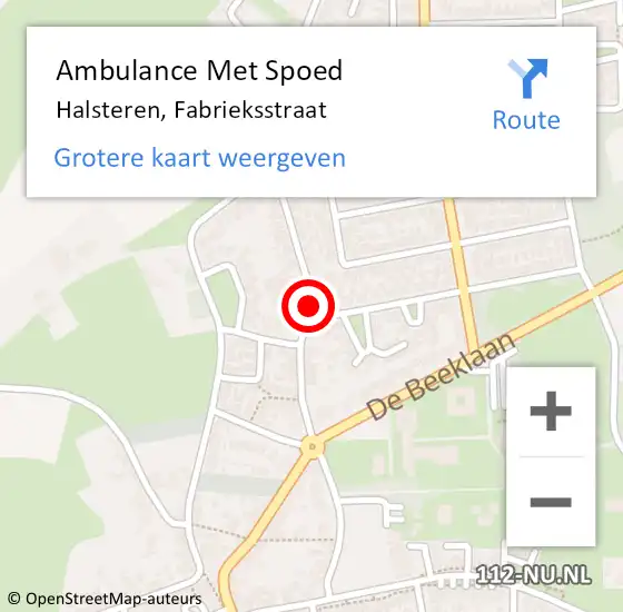Locatie op kaart van de 112 melding: Ambulance Met Spoed Naar Halsteren, Fabrieksstraat op 7 juli 2018 10:21