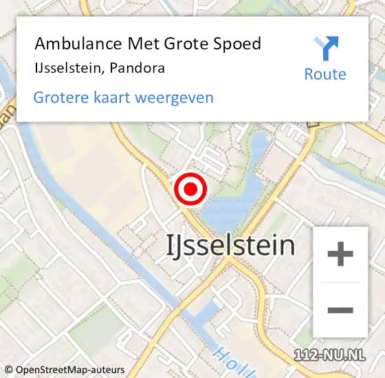 Locatie op kaart van de 112 melding: Ambulance Met Grote Spoed Naar IJsselstein, Pandora op 7 juli 2018 10:33