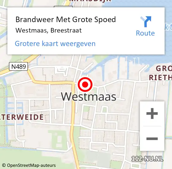 Locatie op kaart van de 112 melding: Brandweer Met Grote Spoed Naar Westmaas, Breestraat op 7 juli 2018 10:42