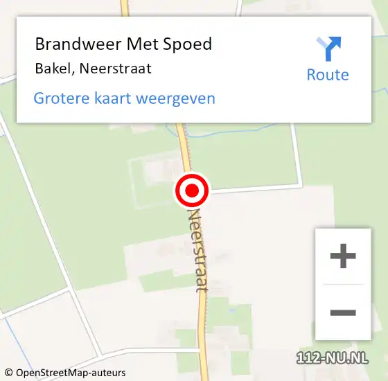 Locatie op kaart van de 112 melding: Brandweer Met Spoed Naar Bakel, Neerstraat op 7 juli 2018 11:16