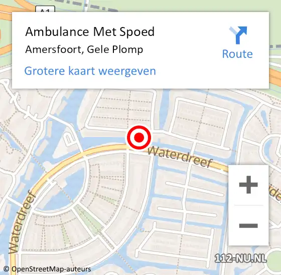 Locatie op kaart van de 112 melding: Ambulance Met Spoed Naar Amersfoort, Gele Plomp op 7 juli 2018 11:18