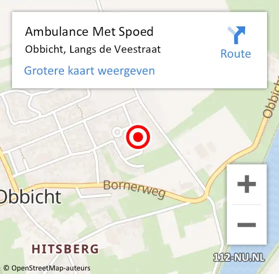 Locatie op kaart van de 112 melding: Ambulance Met Spoed Naar Obbicht, Langs de Veestraat op 2 maart 2014 04:47