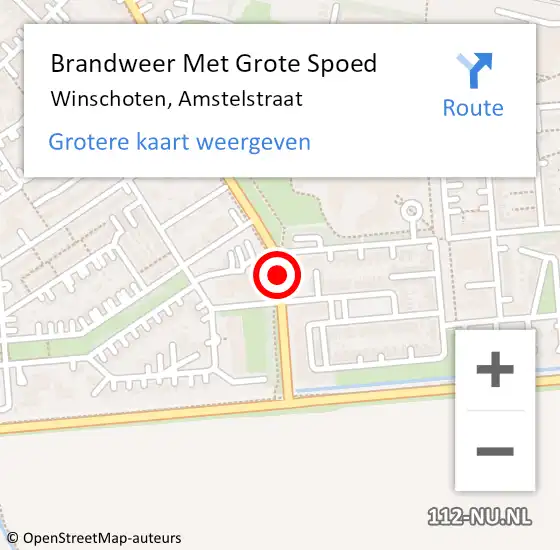 Locatie op kaart van de 112 melding: Brandweer Met Grote Spoed Naar Winschoten, Amstelstraat op 7 juli 2018 12:12