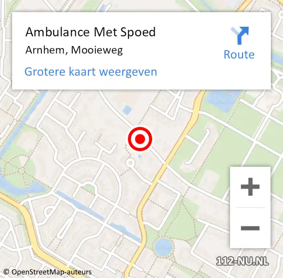 Locatie op kaart van de 112 melding: Ambulance Met Spoed Naar Arnhem, Mooieweg op 7 juli 2018 12:38