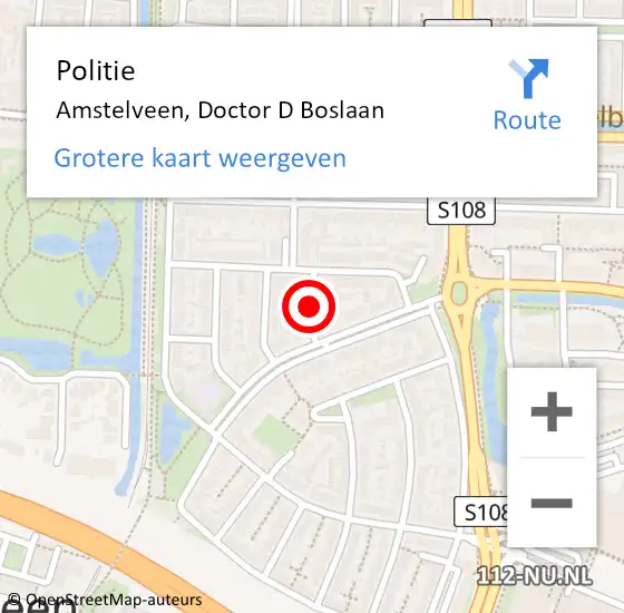 Locatie op kaart van de 112 melding: Politie Amstelveen, Doctor D Boslaan op 7 juli 2018 12:50