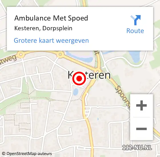 Locatie op kaart van de 112 melding: Ambulance Met Spoed Naar Kesteren, Dorpsplein op 7 juli 2018 12:56