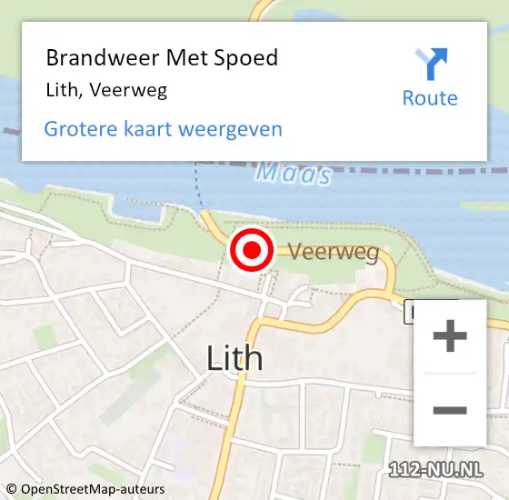 Locatie op kaart van de 112 melding: Brandweer Met Spoed Naar Lith, Veerweg op 7 juli 2018 13:00