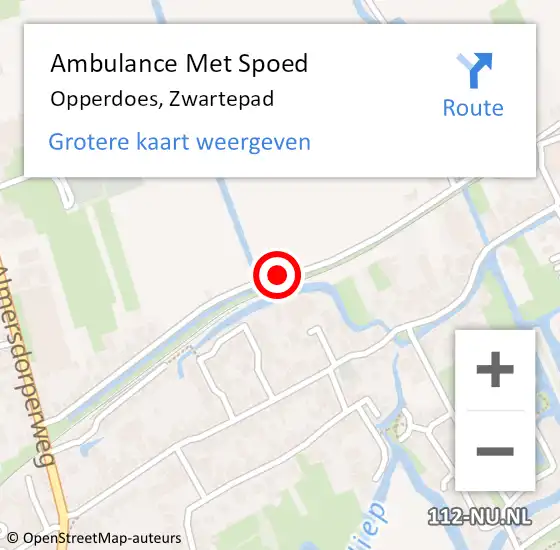 Locatie op kaart van de 112 melding: Ambulance Met Spoed Naar Opperdoes, Zwartepad op 7 juli 2018 13:19
