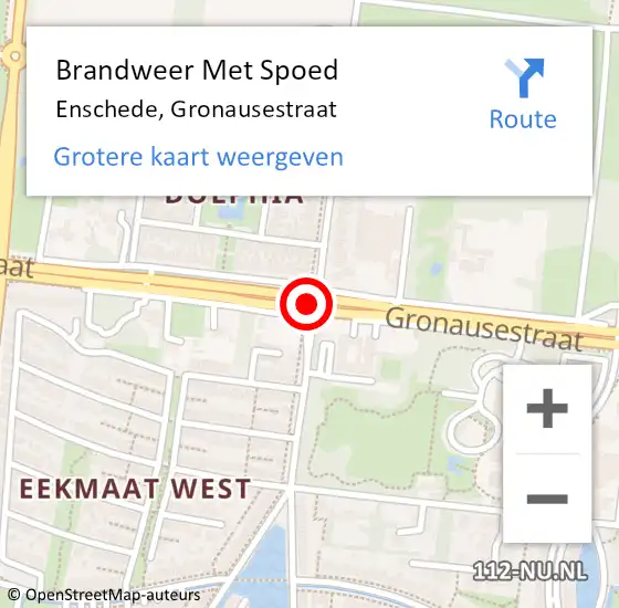 Locatie op kaart van de 112 melding: Brandweer Met Spoed Naar Enschede, Gronausestraat op 7 juli 2018 13:28