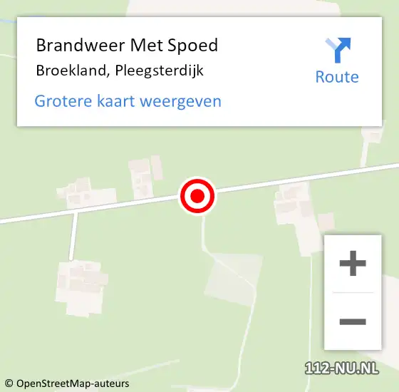 Locatie op kaart van de 112 melding: Brandweer Met Spoed Naar Broekland, Pleegsterdijk op 7 juli 2018 13:28