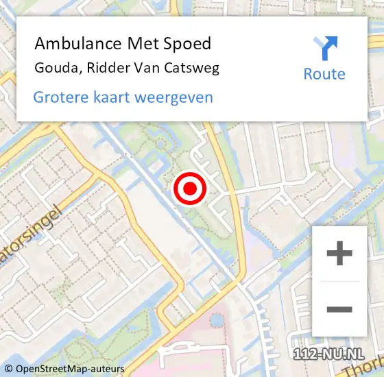 Locatie op kaart van de 112 melding: Ambulance Met Spoed Naar Gouda, Ridder Van Catsweg op 7 juli 2018 13:32