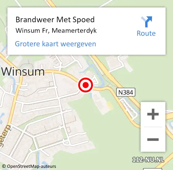 Locatie op kaart van de 112 melding: Brandweer Met Spoed Naar Winsum Fr, Meamerterdyk op 7 juli 2018 14:09