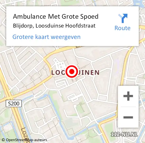 Locatie op kaart van de 112 melding: Ambulance Met Grote Spoed Naar Blijdorp, Loosduinse Hoofdstraat op 7 juli 2018 14:16