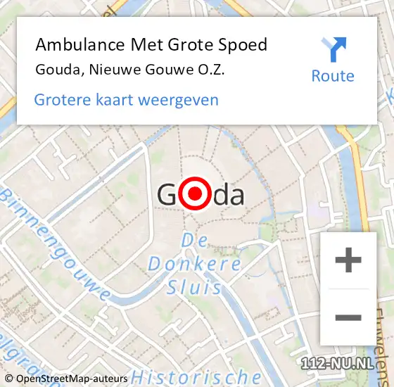 Locatie op kaart van de 112 melding: Ambulance Met Grote Spoed Naar Gouda, Nieuwe Gouwe O.Z. op 7 juli 2018 14:19