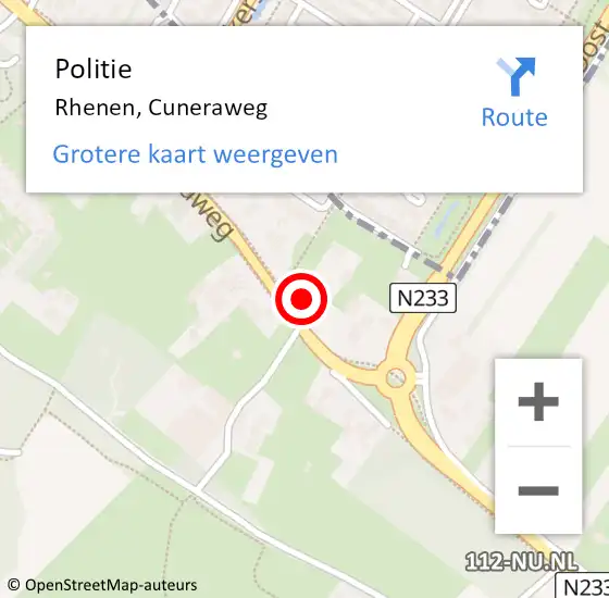 Locatie op kaart van de 112 melding: Politie Rhenen, Cuneraweg op 7 juli 2018 14:20