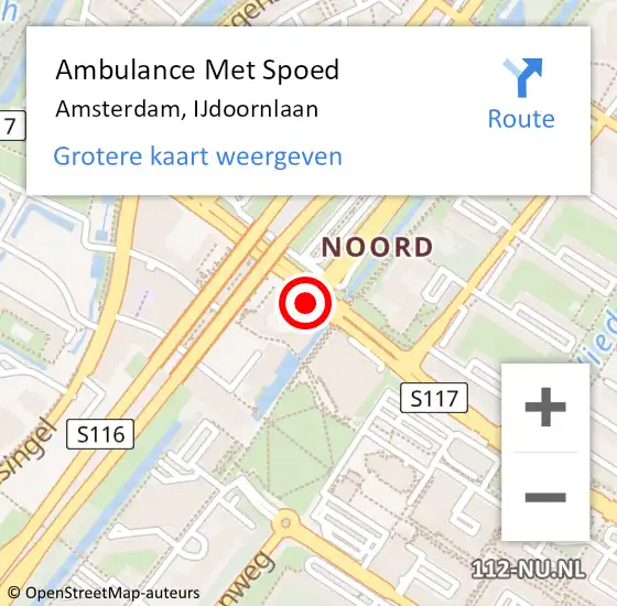 Locatie op kaart van de 112 melding: Ambulance Met Spoed Naar Amsterdam, IJdoornlaan op 7 juli 2018 14:27