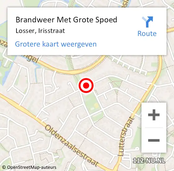 Locatie op kaart van de 112 melding: Brandweer Met Grote Spoed Naar Losser, Irisstraat op 7 juli 2018 14:28